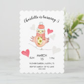 Cartes Pour Fêtes Annuelles Poulet mignon dans l'amour, Coeurs Aquarelle (Debout devant)