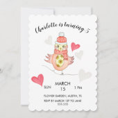 Cartes Pour Fêtes Annuelles Poulet mignon dans l'amour, Coeurs Aquarelle (Devant)