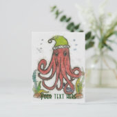 Cartes Pour Fêtes Annuelles poulpe de vacances (Debout devant)