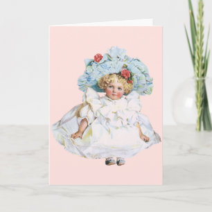 Cartes Pour Fêtes Annuelles Poupée vintage de fille victorienne, Casquette de 