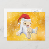 Cartes Pour Fêtes Annuelles Poupée Yeti de Noël sur Gold Bokeh Arrière - plan (Devant / Derrière)