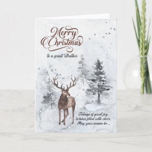 Cartes Pour Fêtes Annuelles pour Brother Reindeer dans une forêt de neige Noël