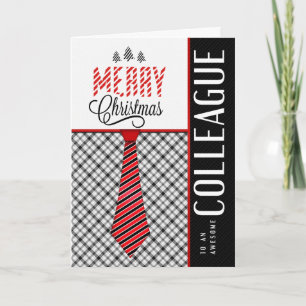 Cartes Pour Fêtes Annuelles pour Colleague Joyeux Noël Masculine Necktie