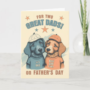 Cartes Pour Fêtes Annuelles pour Deux Papas Fête des Pères Chiens en Bleu et M