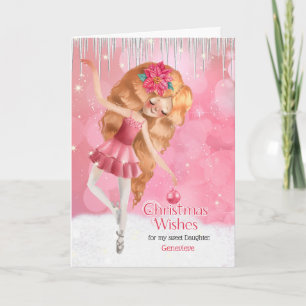 Cartes Pour Fêtes Annuelles pour Fille Jeune Noël Ballerina Rose
