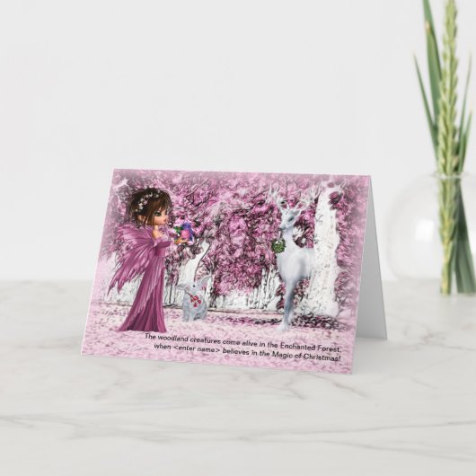 Cartes Pour Fêtes Annuelles pour Filles Noël Forêt enchantée avec son nom (Devant)