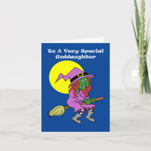 Cartes Pour Fêtes Annuelles Pour Godgirl mignonne sorcière de dessin Halloween
