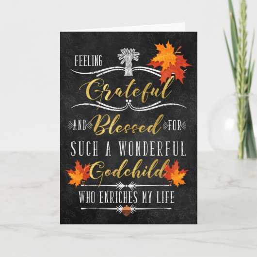 Cartes Pour Fêtes Annuelles pour Godson Thanksgiving Blessings Chalkboard (Devant)