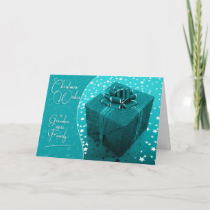 Cartes Pour Fêtes Annuelles pour Grand-fils et famille Turquoise Bleu Noël