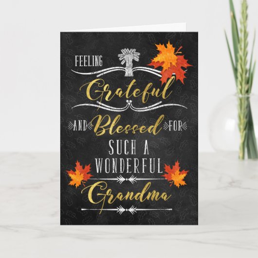Cartes Pour Fêtes Annuelles pour Grand-mère Thanksgiving Blessings Chalkboard (Devant)