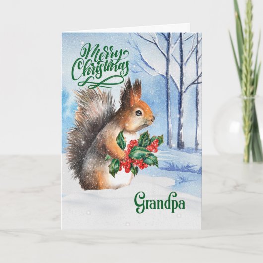 Cartes Pour Fêtes Annuelles pour grand-père Noël écureuil d'hiver forêt (Devant)