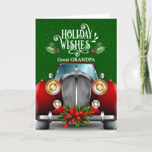 Cartes Pour Fêtes Annuelles pour Grand-Père Rouge classique voiture Noël
