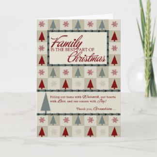 Cartes Pour Fêtes Annuelles pour Grandson Tree et Snowflake Noël rétro