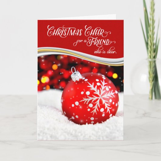 Cartes Pour Fêtes Annuelles pour l'Ami Noël Cheer Red Snowflake Ornament (Devant)