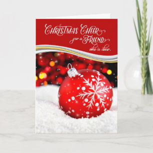 Cartes Pour Fêtes Annuelles pour l'Ami Noël Cheer Red Snowflake Ornament