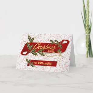 Cartes Pour Fêtes Annuelles pour maman et papa sur les voeux de Noël Holly