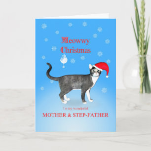 Cartes Pour Fêtes Annuelles Pour mère et beau-père, Meowwy Noël chat