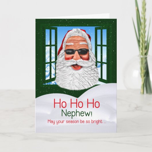 Cartes Pour Fêtes Annuelles pour Nephew Funny Christmas Père Noël en lunettes (Devant)