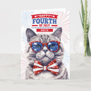 Cartes Pour Fêtes Annuelles pour nièce 4 juillet chat patriotique mignon