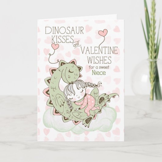 Cartes Pour Fêtes Annuelles pour nièce Bisous de dinosaure Stegosaurus Saint-V (Devant)