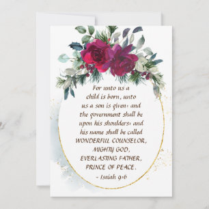Cartes Pour Fêtes Annuelles Pour nous Un enfant est né Isaïe 9:6 Appartement d