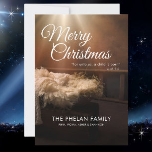 Cartes Pour Fêtes Annuelles Pour nous un enfant est né Noël religieux