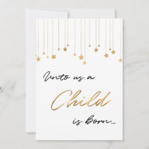 Cartes Pour Fêtes Annuelles Pour nous Un enfant est né Photo Gold Noël