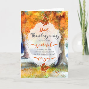 Cartes Pour Fêtes Annuelles pour papa Thanksgiving Automne aquarelle Grateful