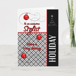 Cartes Pour Fêtes Annuelles pour Styliste Plaid en rouge et noir Noël