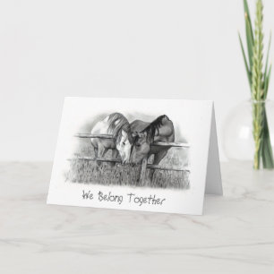 CARTES POUR FÊTES ANNUELLES POUSSER DU NEZ DE CHEVAUX : ART DE CRAYON :