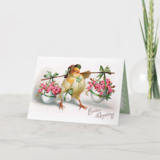 Cartes Pour Fêtes Annuelles Poussettes et fleurs de Pâques