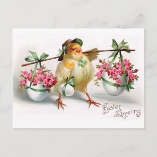Cartes Pour Fêtes Annuelles Poussettes et fleurs de Pâques