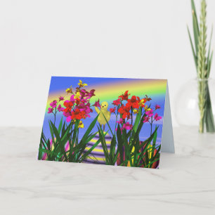 Cartes Pour Fêtes Annuelles Poussettes et fleurs de Pâques