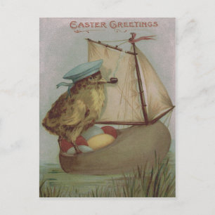 Cartes Pour Fêtes Annuelles Poussin de Pâques Œuf Voile Navire Chaussure