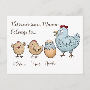 Cartes Pour Fêtes Annuelles Poussins de Maman Personnalisés – Noms Personnalis