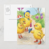 Cartes Pour Fêtes Annuelles Poussins de Noastalgic Pâques (Devant / Derrière)