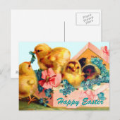 Cartes Pour Fêtes Annuelles Poussins de Pâques (Devant / Derrière)
