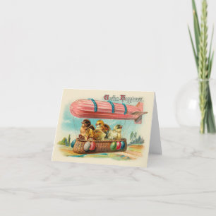 Cartes Pour Fêtes Annuelles Poussins en rose limp Vintage Pâques