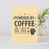 Cartes Pour Fêtes Annuelles Powered by Coffee & AI Retro Tech Vector (Debout devant)