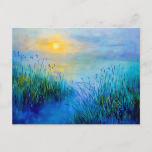 Cartes Pour Fêtes Annuelles Prairies bleues au lever du soleil le matin
