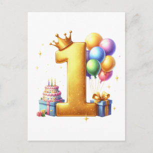 Cartes Pour Fêtes Annuelles Premier anniversaire doré