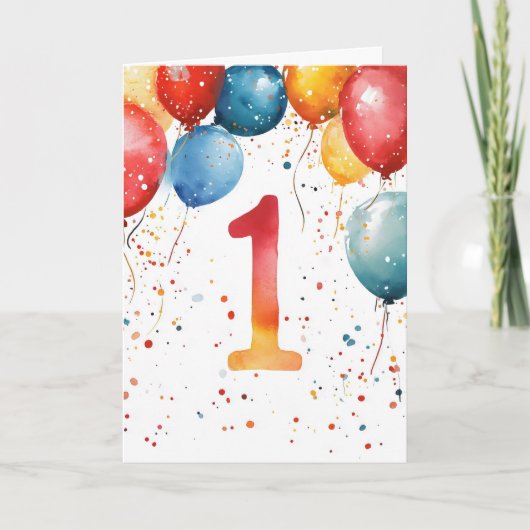 Cartes Pour Fêtes Annuelles Premier Ballons d'anniversaire (Devant)