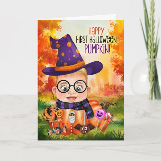 Cartes Pour Fêtes Annuelles Premier Halloween de l'assistant pour bébé (Devant)