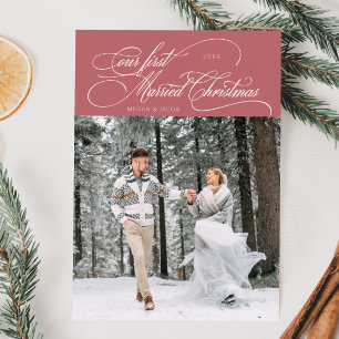 Cartes Pour Fêtes Annuelles Premier Marié Noël Nouveau photo rose
