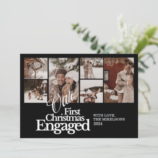 Cartes Pour Fêtes Annuelles Premier Noël avec plusieurs photos élégantes (Debout devant)