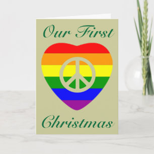 CARTES POUR FÊTES ANNUELLES PREMIER NOËL COMME MARIÉ GAY COUPLE