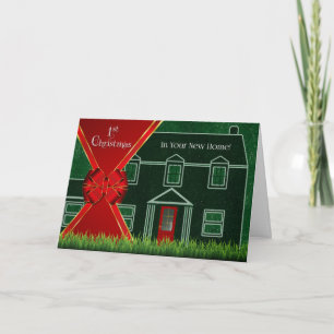Cartes Pour Fêtes Annuelles Premier Noël dans votre nouvelle maison Rouge et V