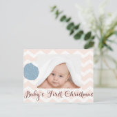 Cartes Pour Fêtes Annuelles Premier Noël de bébé avec photo (Debout devant)