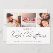 Cartes Pour Fêtes Annuelles Premier Noël de bébé moderne Custom 3 Photos (Devant)