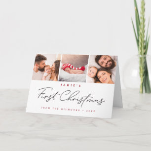 Cartes Pour Fêtes Annuelles Premier Noël de bébé moderne personnalisé avec 3 p